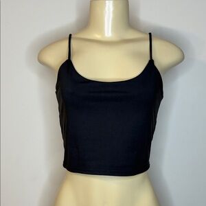 ETHOS Black Spaghetti Strap Crop Top Shelf Bra Size M